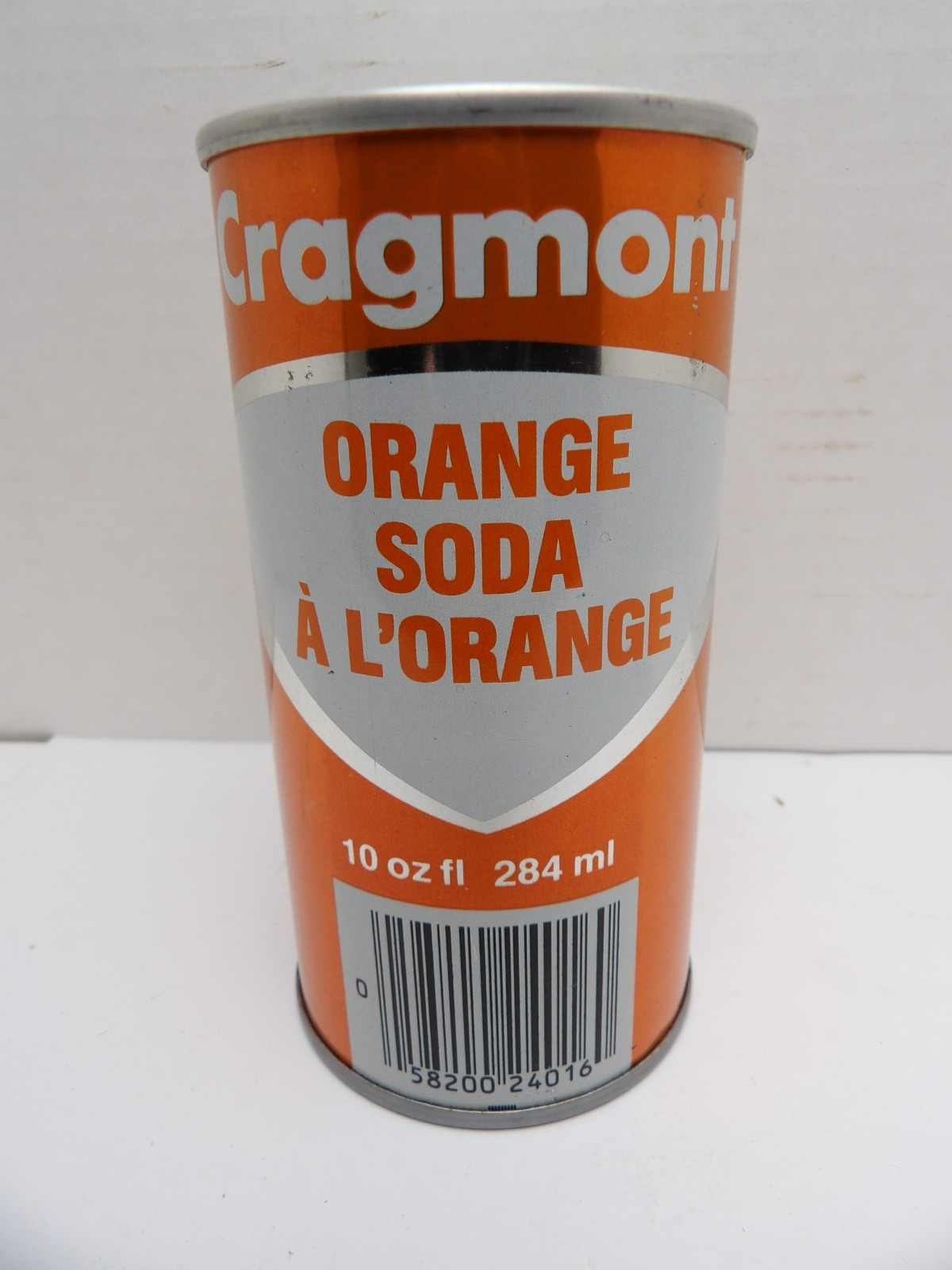 10oz CRAGMONT ORANGE SODA STRAIGHT STEEL PULL TAB SODA POP CAN CANADA