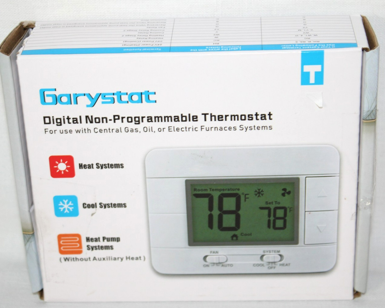 Garystat Single Stage Digital Non-Programable Thermostat G701 LCD Open Box #14