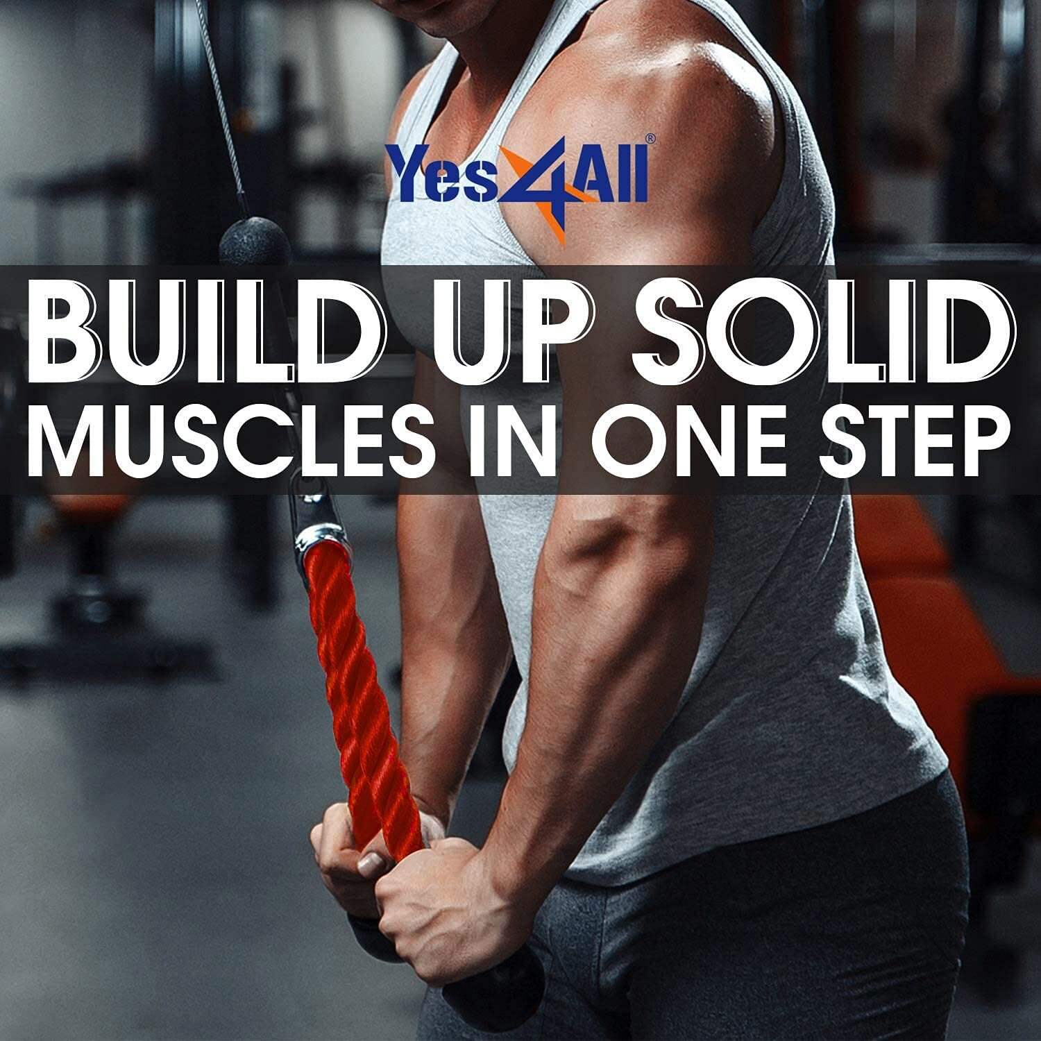 Tricep Cable Attachment Exercise Machine Pulley System Gym Pull Down Rope