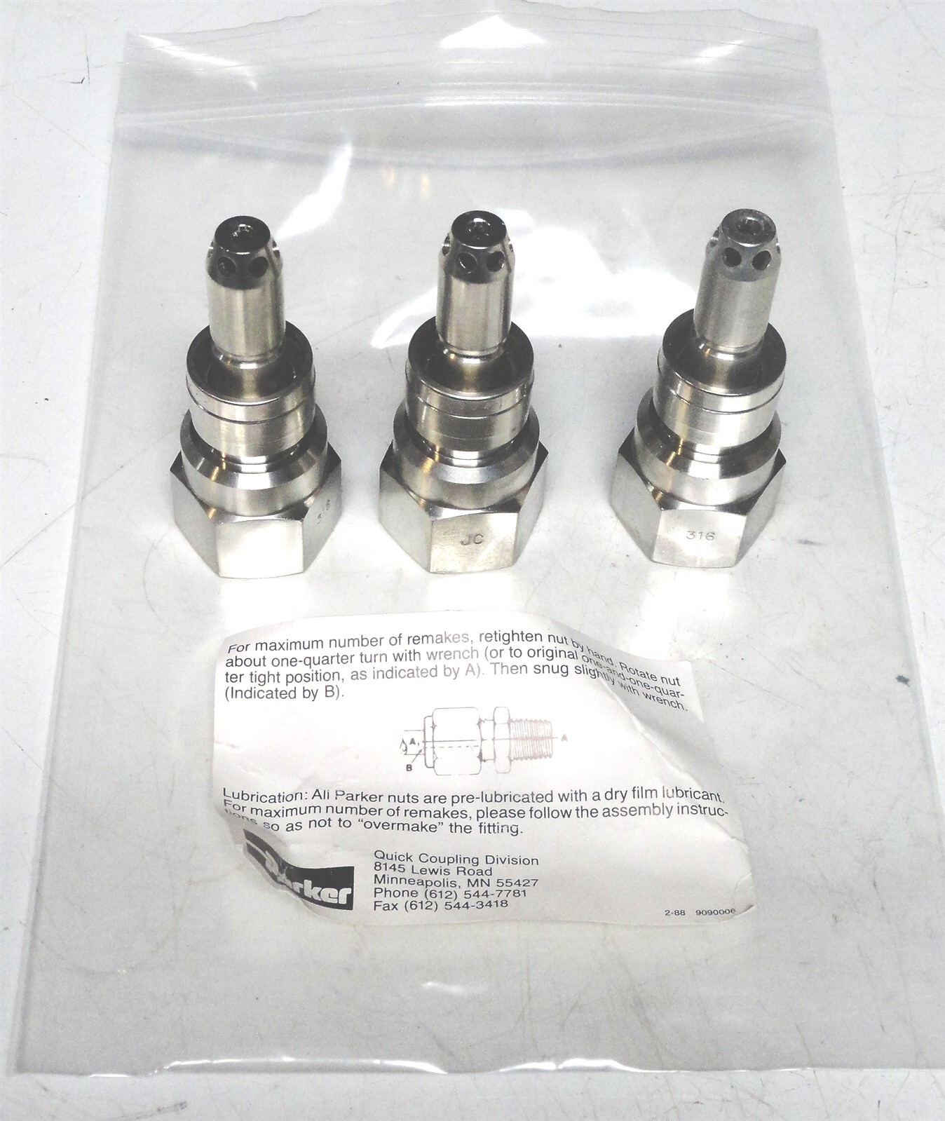 LOT OF 3 ~ PARKER ~ CPI 8F-Q8P-SS ~ MALE QUICK COUPLING ~ NEW ~ CPI 8FQ8PSS