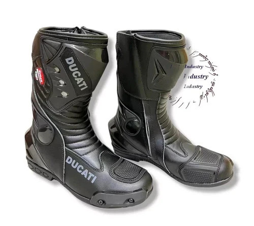 New Ducati Motorrad MotoGP Leather Racing Boots Motorbike leather Boots for Men