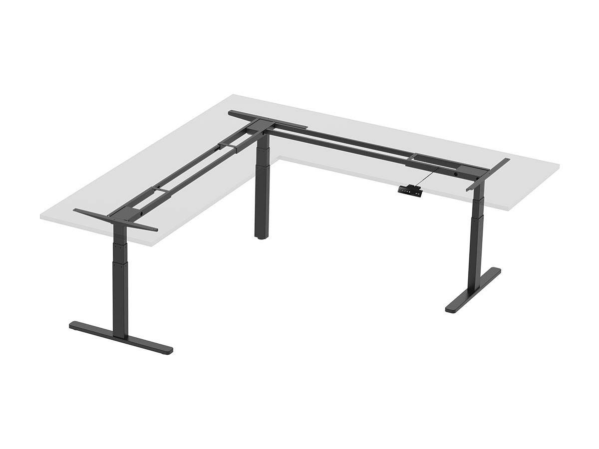 Monoprice Triple Motor Height Adjustable Sit-Stand Corner Desk Frame - Black