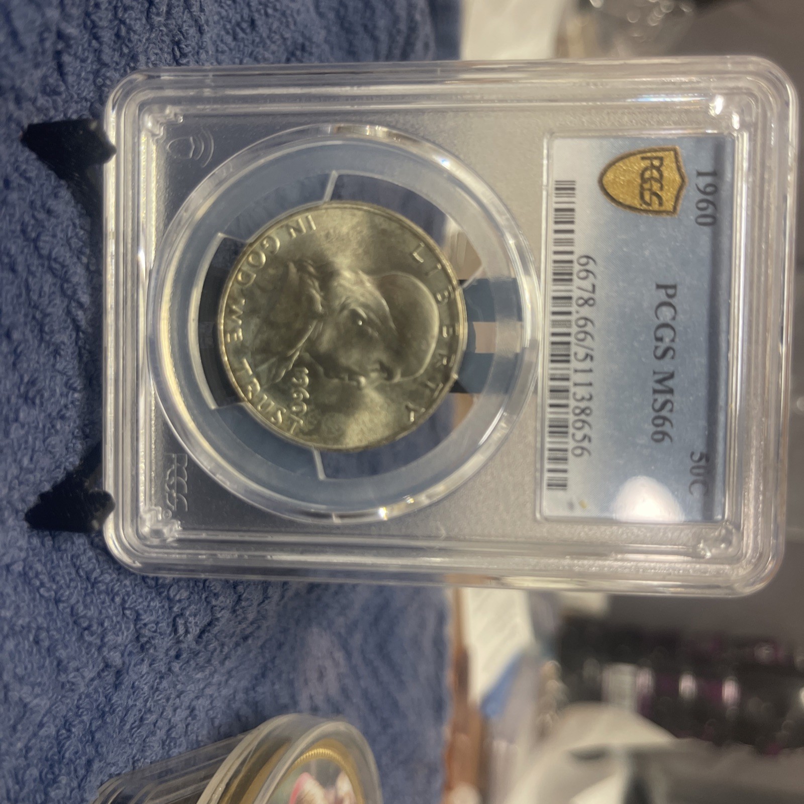 1960 gold shield PCGS MS66 Franklin Half Dollar. Looks like full bell