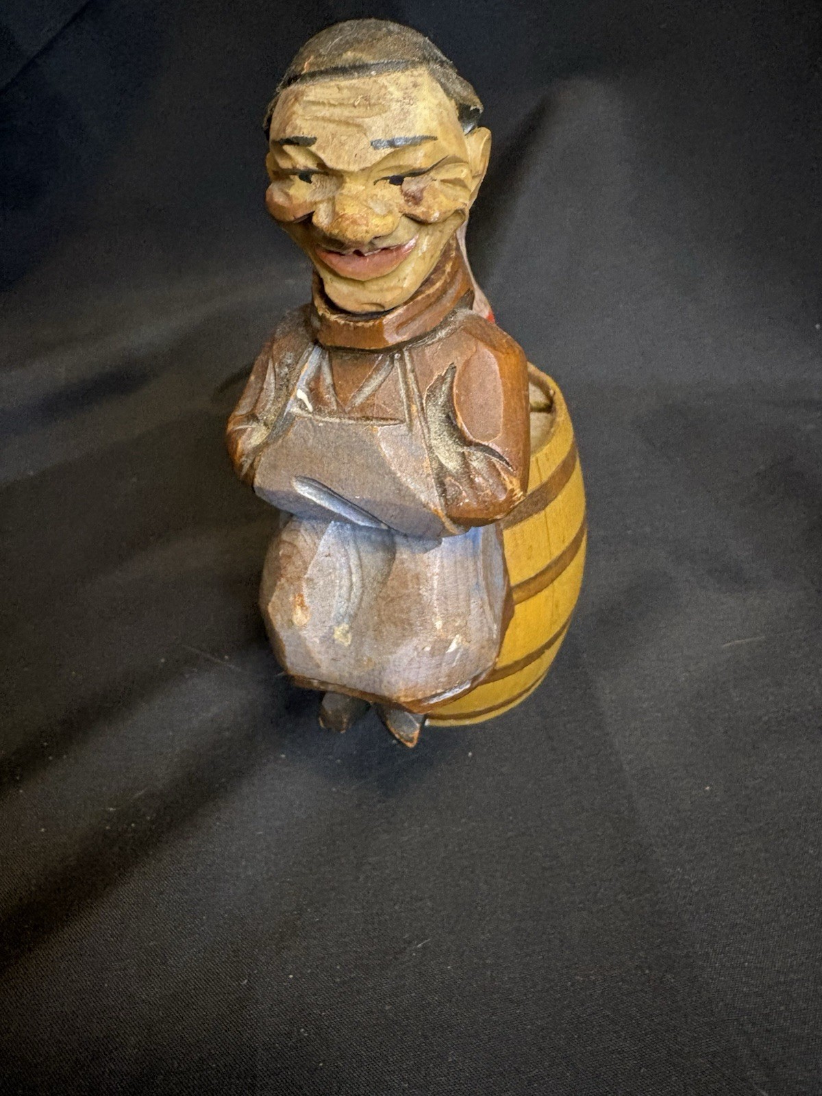 Vintage Carved ANRI Bartender on beer or wine barrell Corkscrew & Bottle Opener