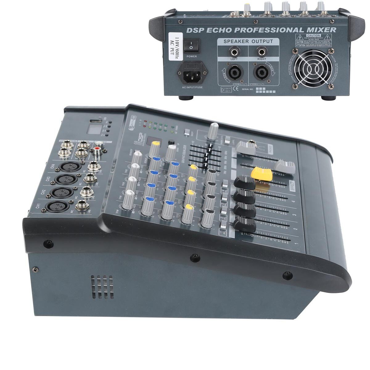 4 Channel Digital Powered Audio Bluetooth Audio Mixer Mixing Amplifier TRS 16DSP
