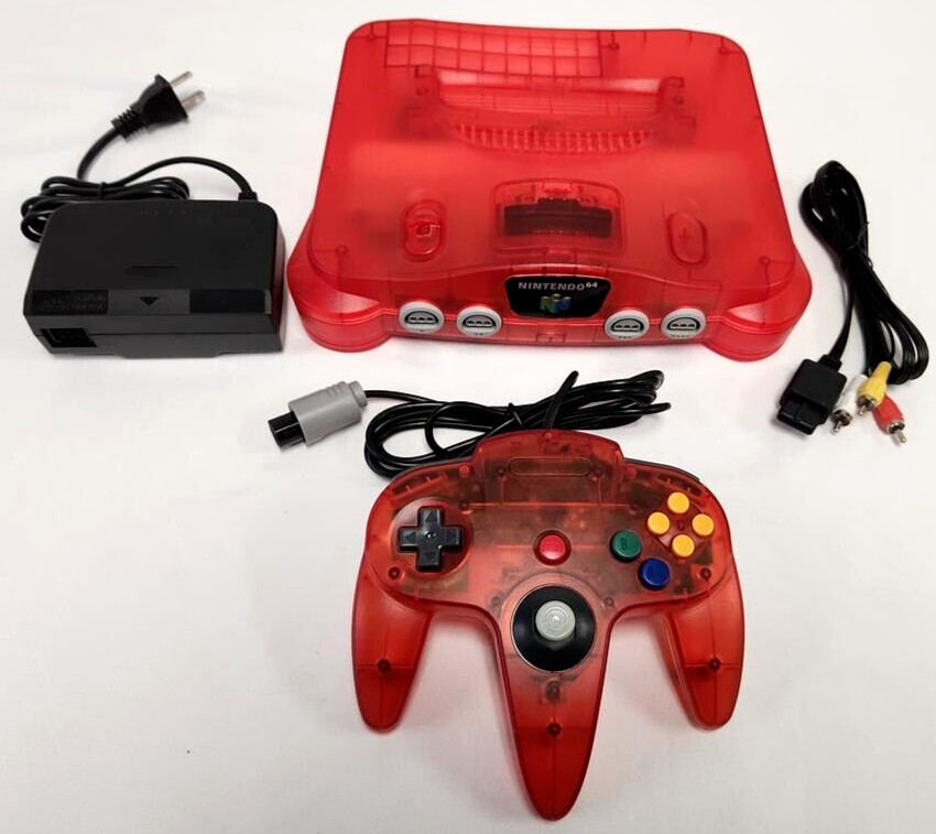 Vtg N64 Funtastic Watermelon Translucent RED Nintendo-64 Gaming Console System A