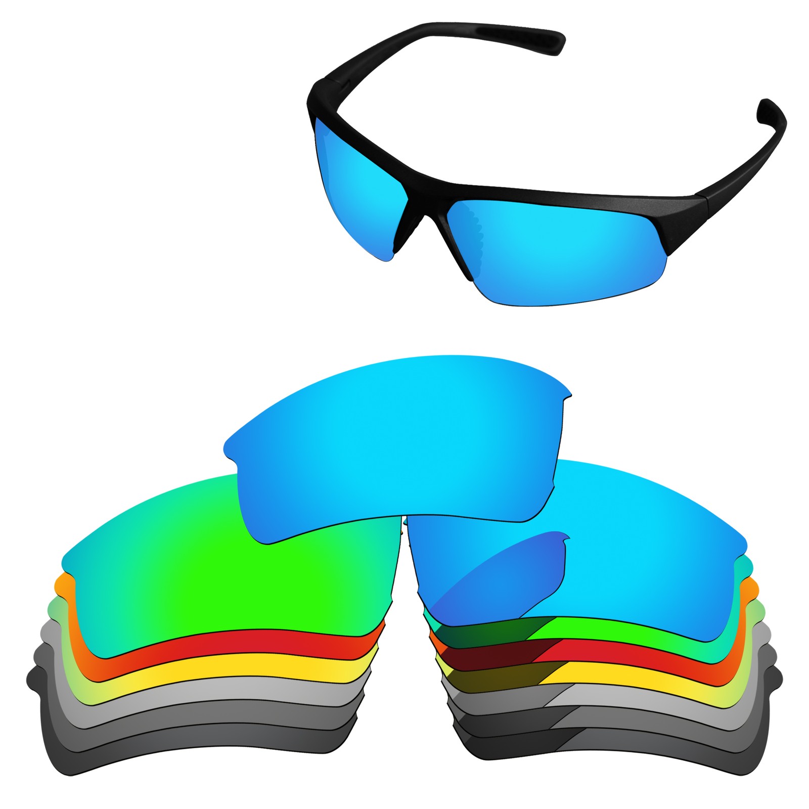 Lenslog Polarized Replacement Lenses For-Nike Skylon Ace EV0525 Sunglasses