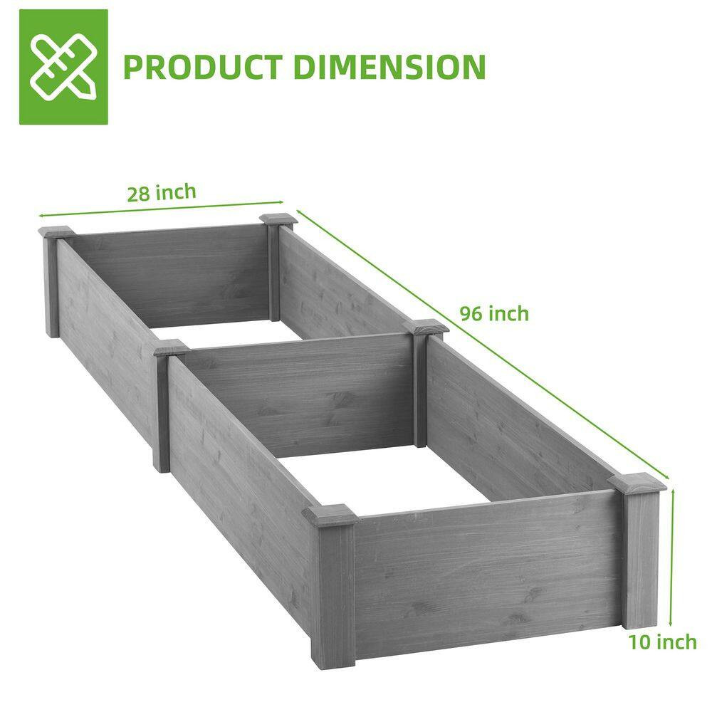 Patio Gray Solid Wood Outdoor Raised Garden Bed