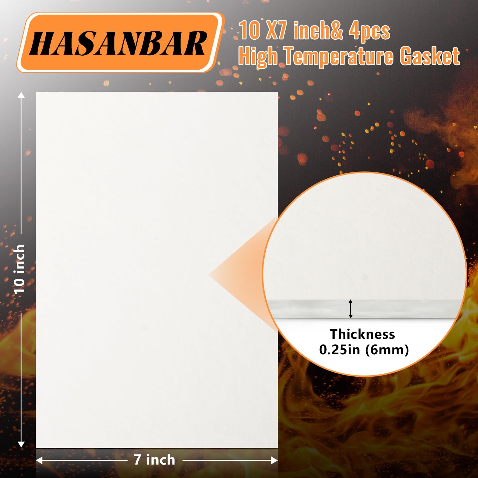 4 Pcs High Temperature Gasket Paper, Ceramic Fiber Material White