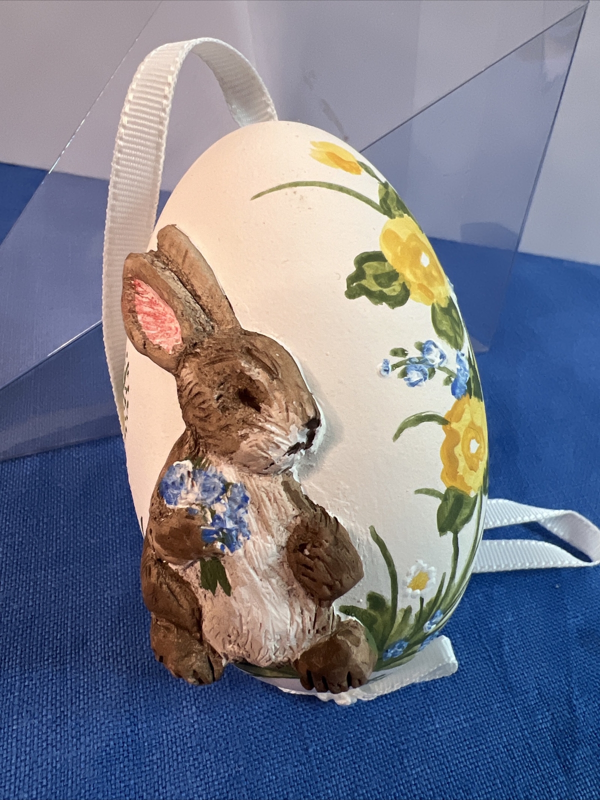 Hand painted hollow plaster Easter egg Hanging ornament