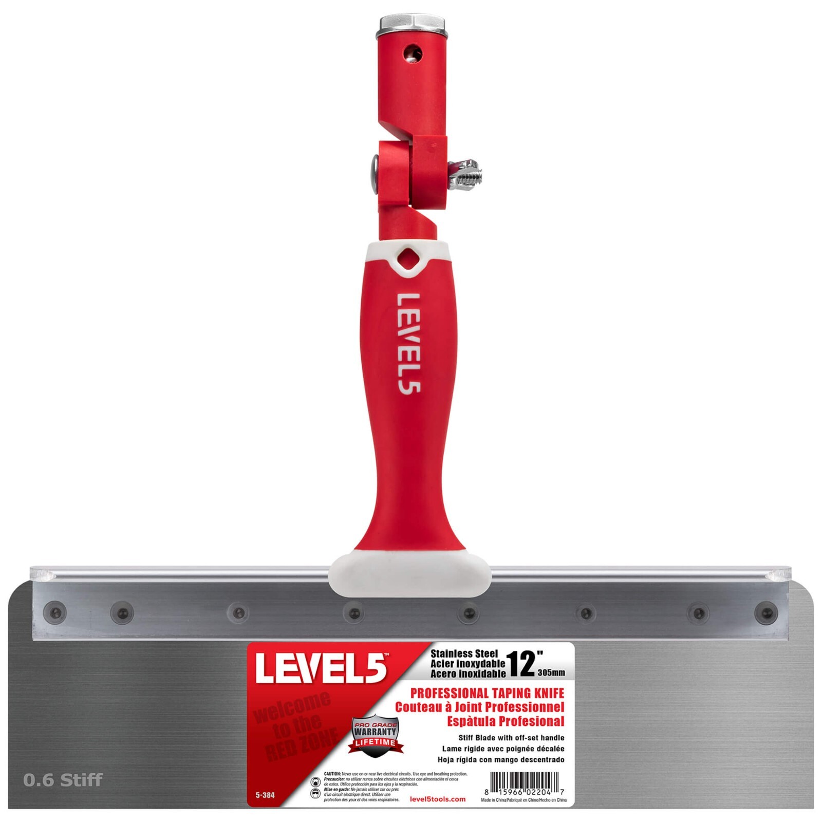 LEVEL5 12" Offset Drywall Taping Knives, Stainless Steel w/ Stiff Blade | 5-384