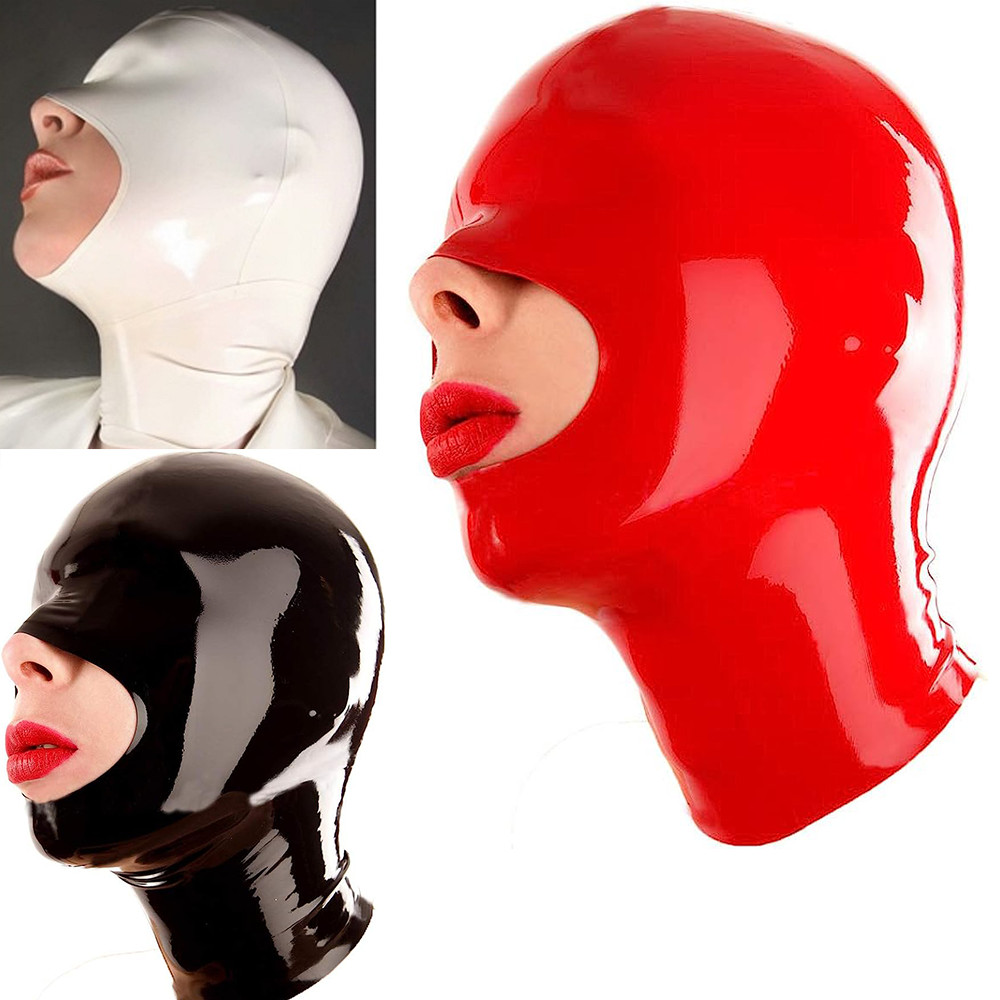 Latex Hood Half Face Cover Eyes Beautiful Girl Rubber Mask Party Wear Costume US