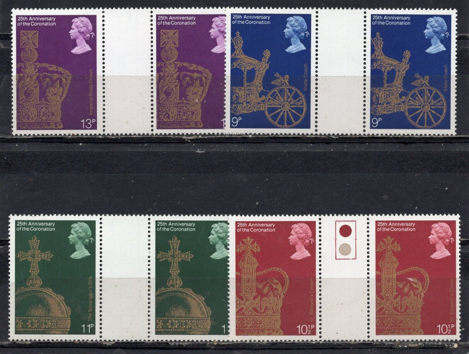 GREAT BRITAIN 1978 SET OF 4 GUTTER PAIRS MNH