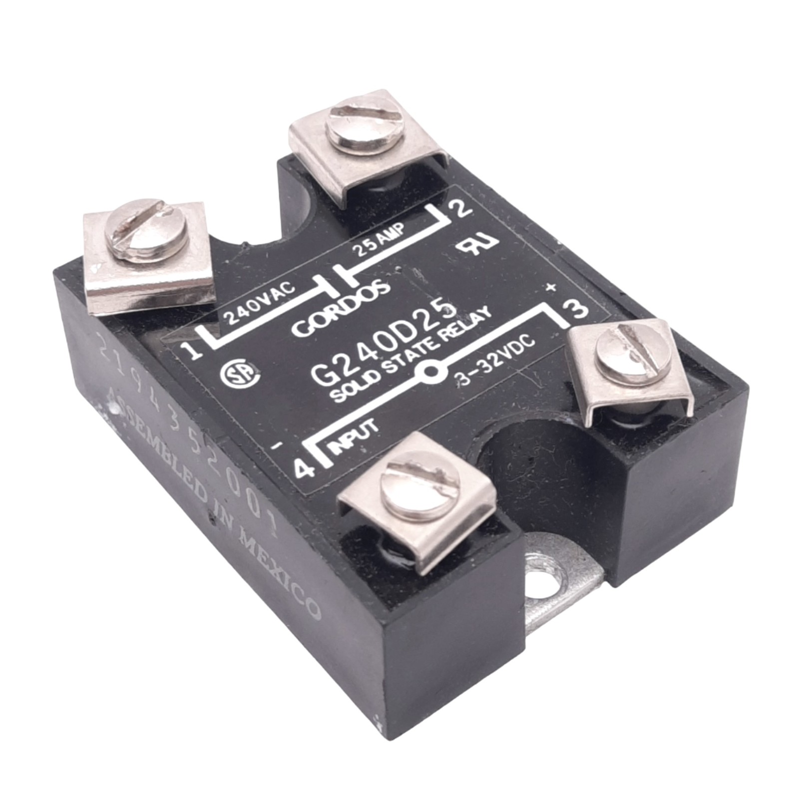 Gordos G240D25 Solid State Relay, 240VAC 25A Max, 3-32VDC Input
