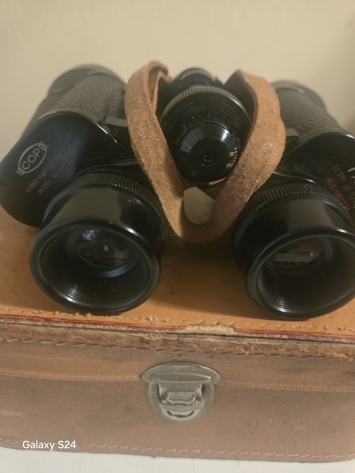 Vintage Binoculars Scope Amber Coated Optics #3804 Read Description