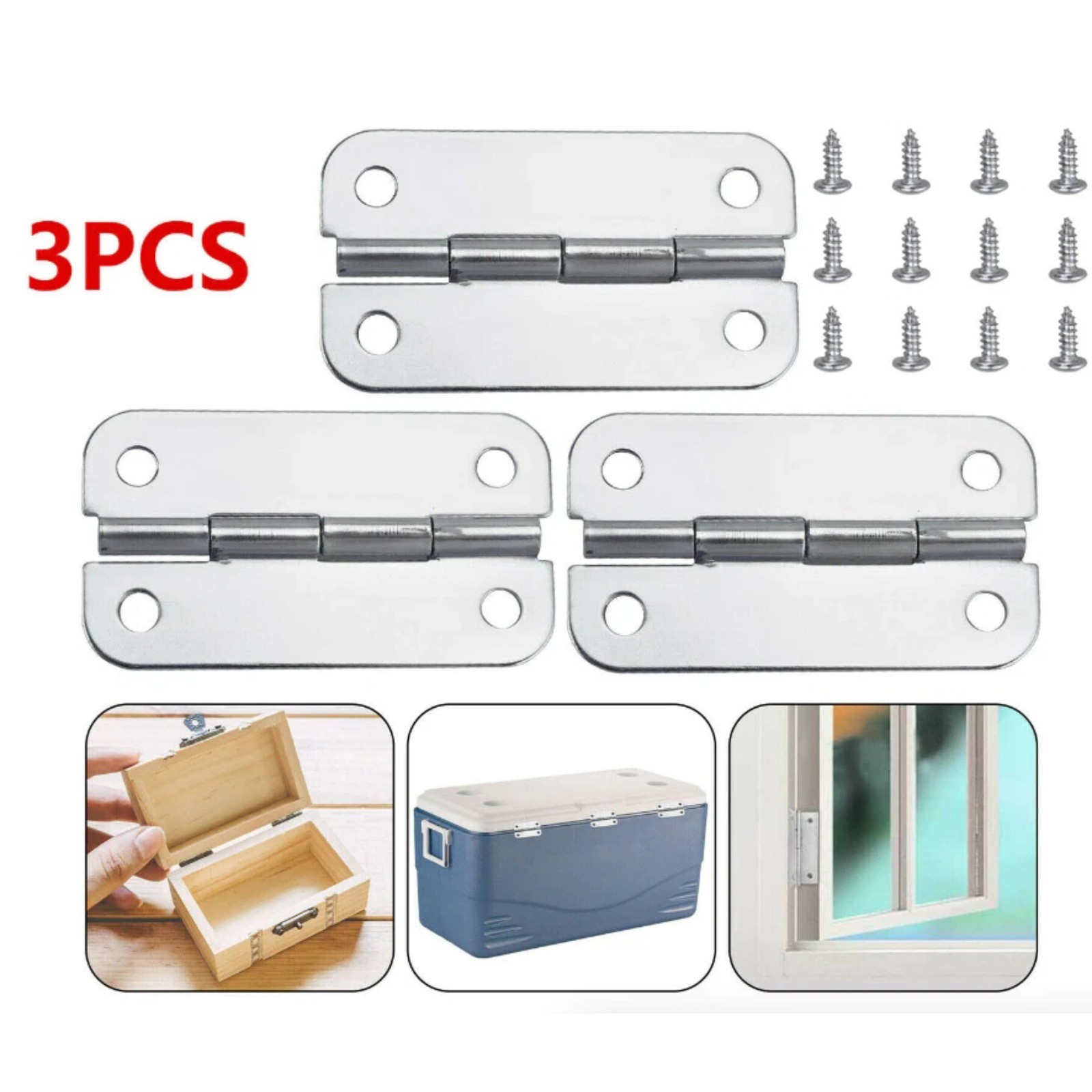 For Igloo Ice Box Replacement Hinges Stainless Steel 3PCS Kit with Screw Set