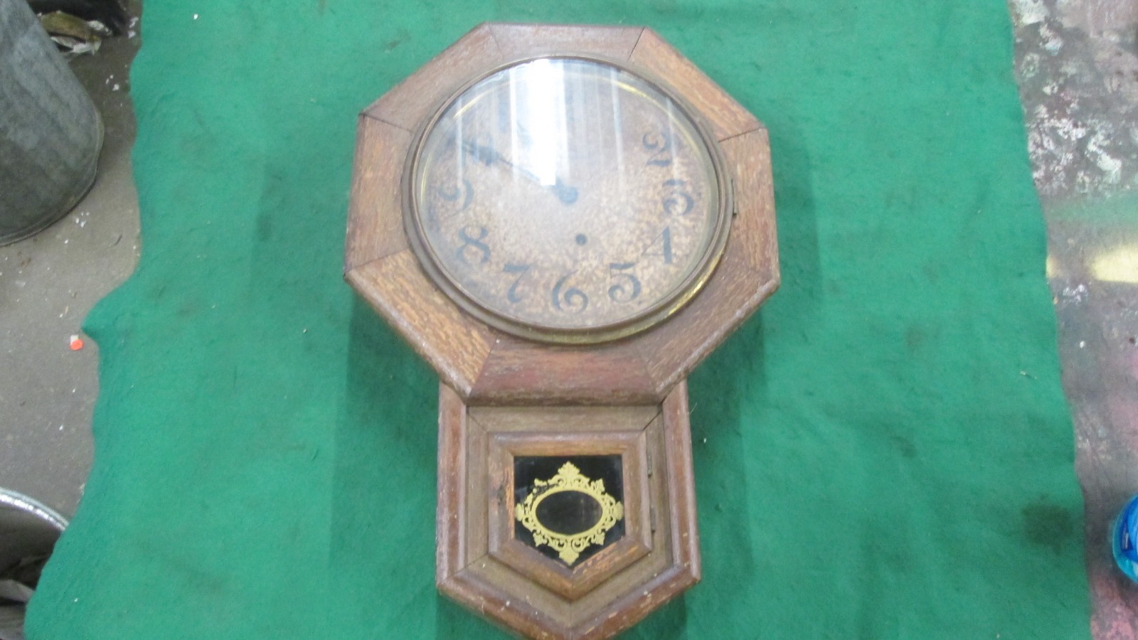 VTG ANTIQUE ANSONIA WALL REGULATOR SCHOOLHOUSE CLOCK As Found Estate Find