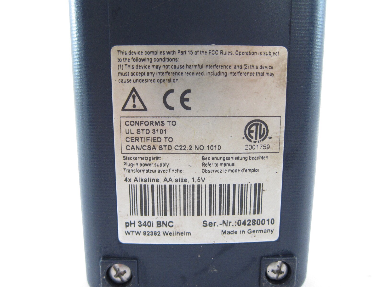 WTW pH 340i BNC Handheld PH Meter