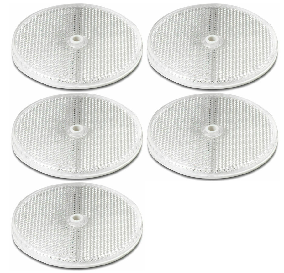 Reflector White Pack of 5 for Trailers Fence 3.165 Ø" Clear Round