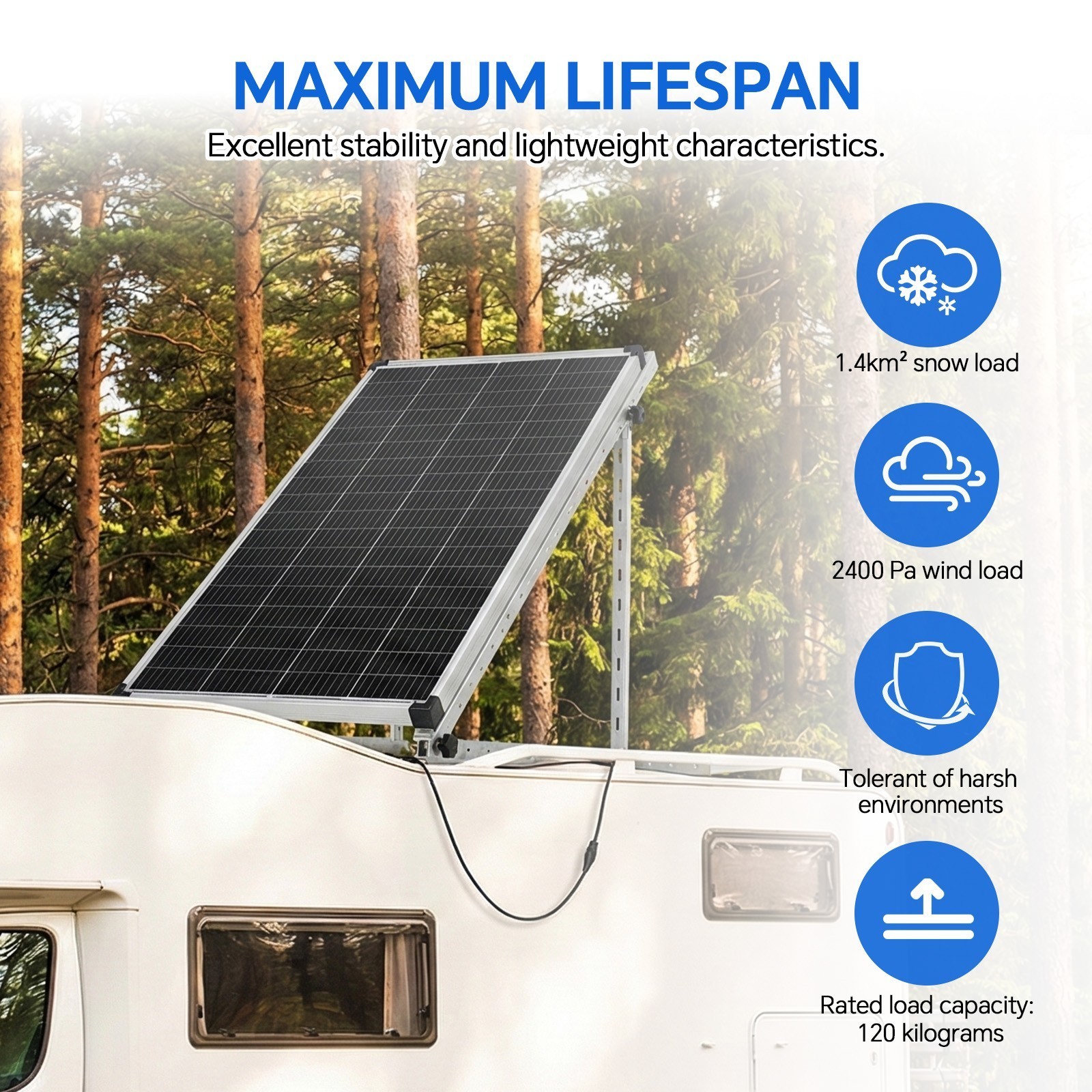 4 Sets 45in Solar Panel RV Tilt Mount Brackets kit Roof Surface Adjustable Frame