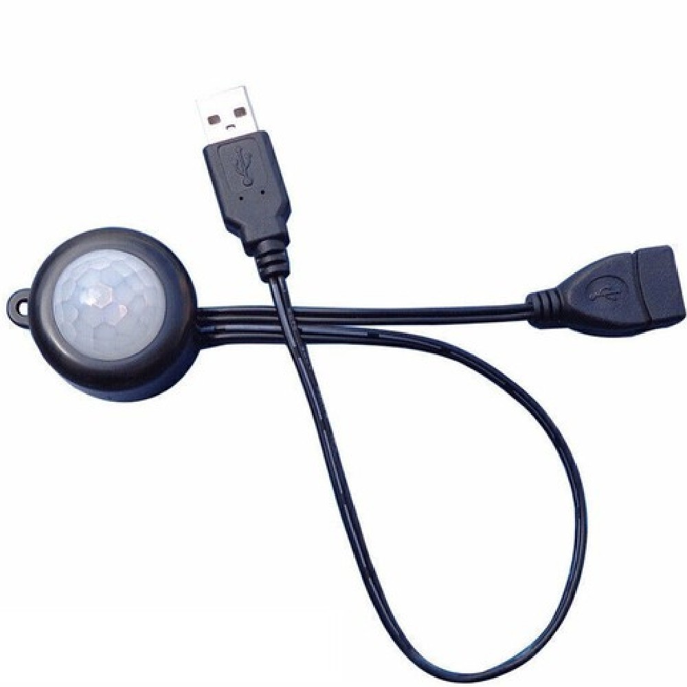 PIR Sensor Switch Time Delay Adjustable Mode Detector Switch USB Black DC5-24V