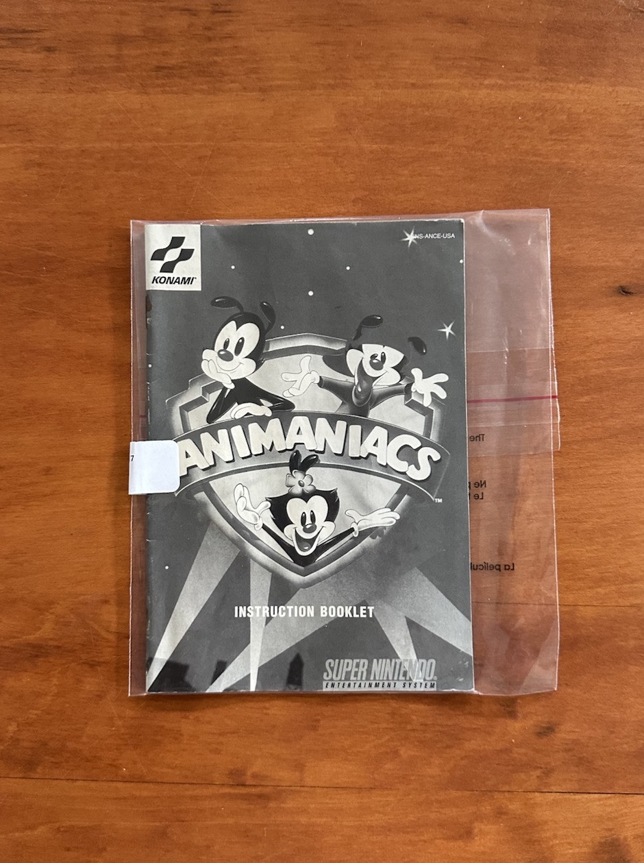 Animaniacs SNES Super Nintendo Instruction Manual - Great Condition , Ships Fast