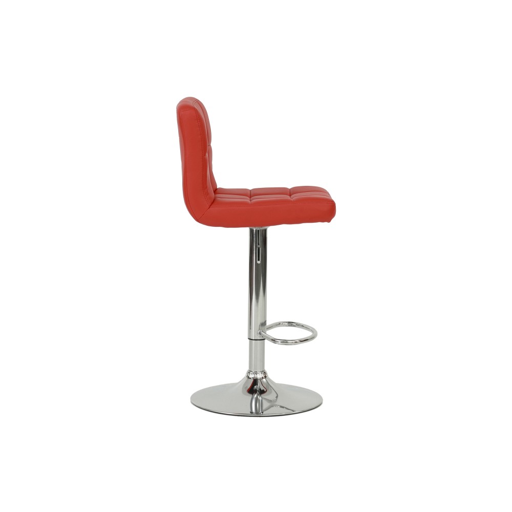 Red Faux Leather Armless Barstool Set 2 Pcs Height Adjustable