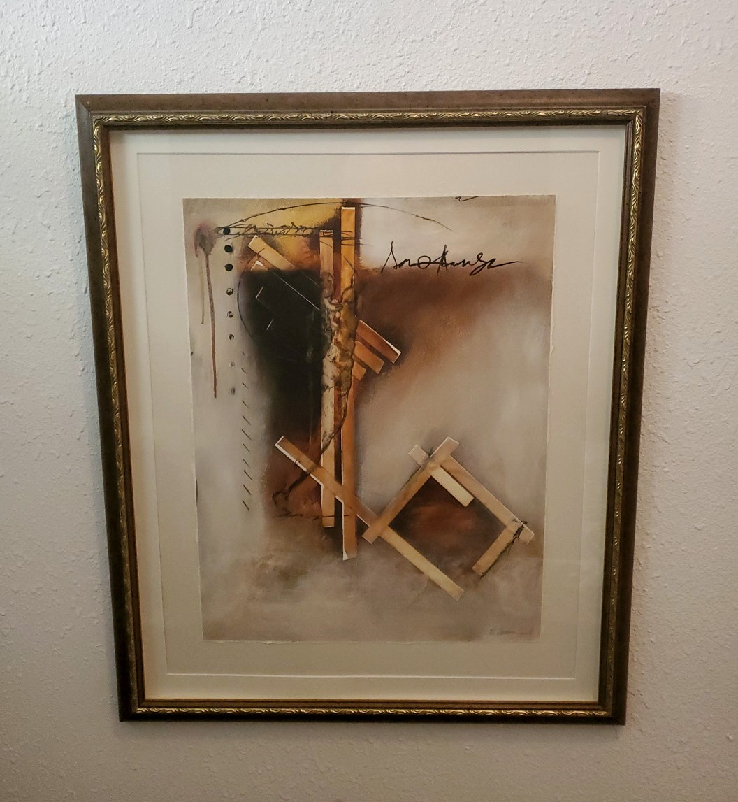 Babak Emanual Signed Original Mixed Media Abstract Art Iranian Artist
