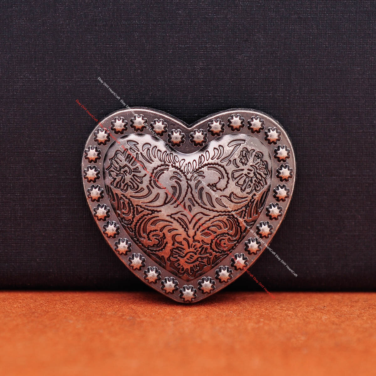 10pcs Silver Western Flower Berry Carved Love Heart Leathercraft Belt Bag Concho