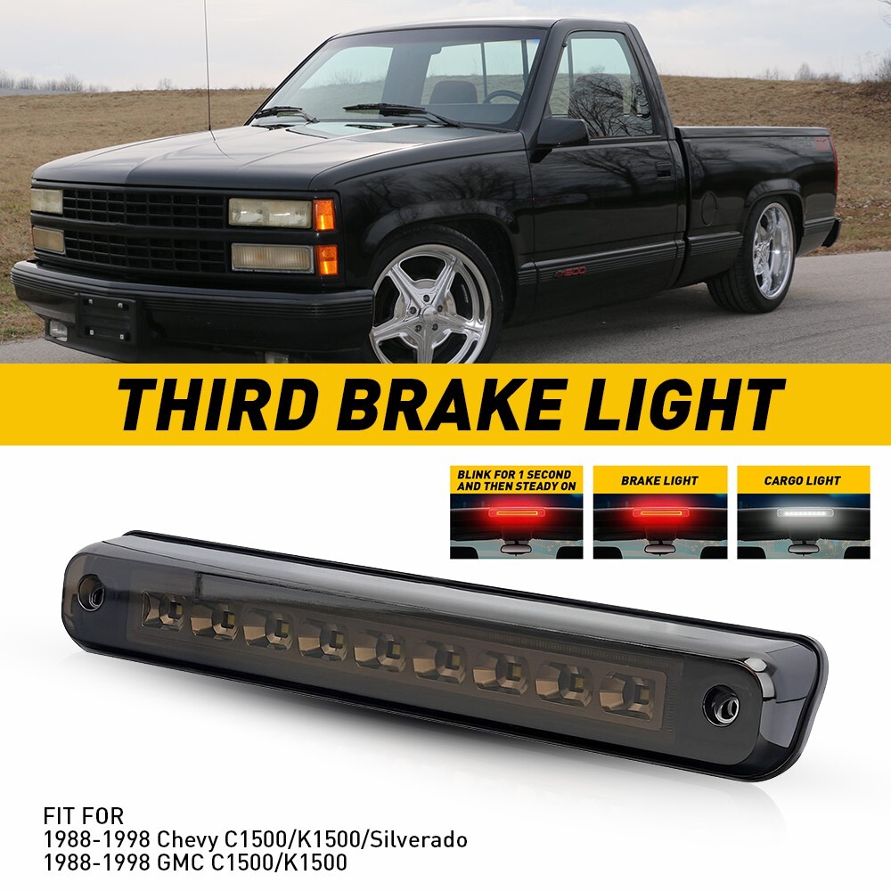 FOR GMC CHEVY C1500 K1500 1988-1998 THIRD 3RD TAIL BRAKE LIGHT CARGO LAMP SMOKED