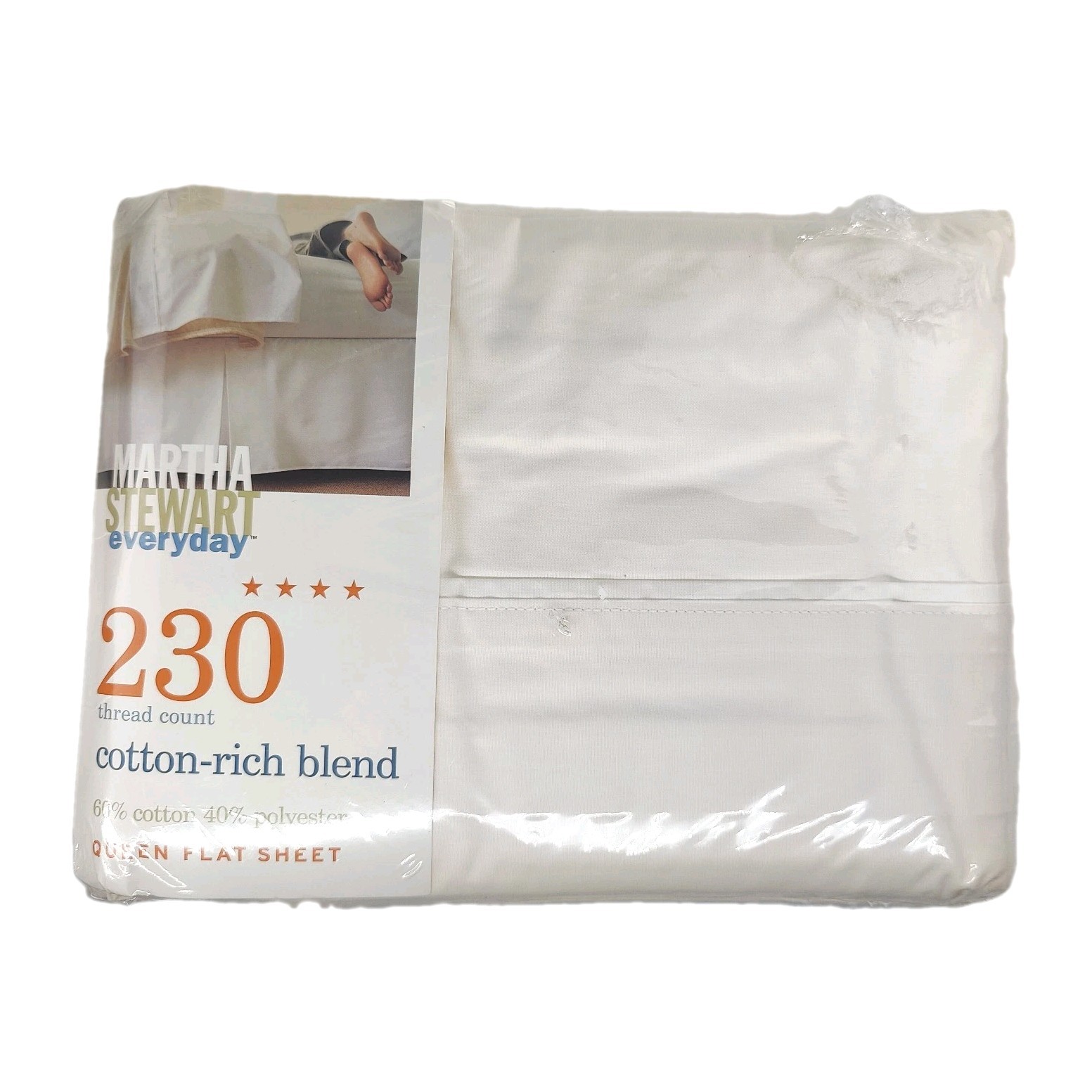 Martha Stewart Everyday 230 Thread Count Queen Flat Sheet Ecru Color Made In USA