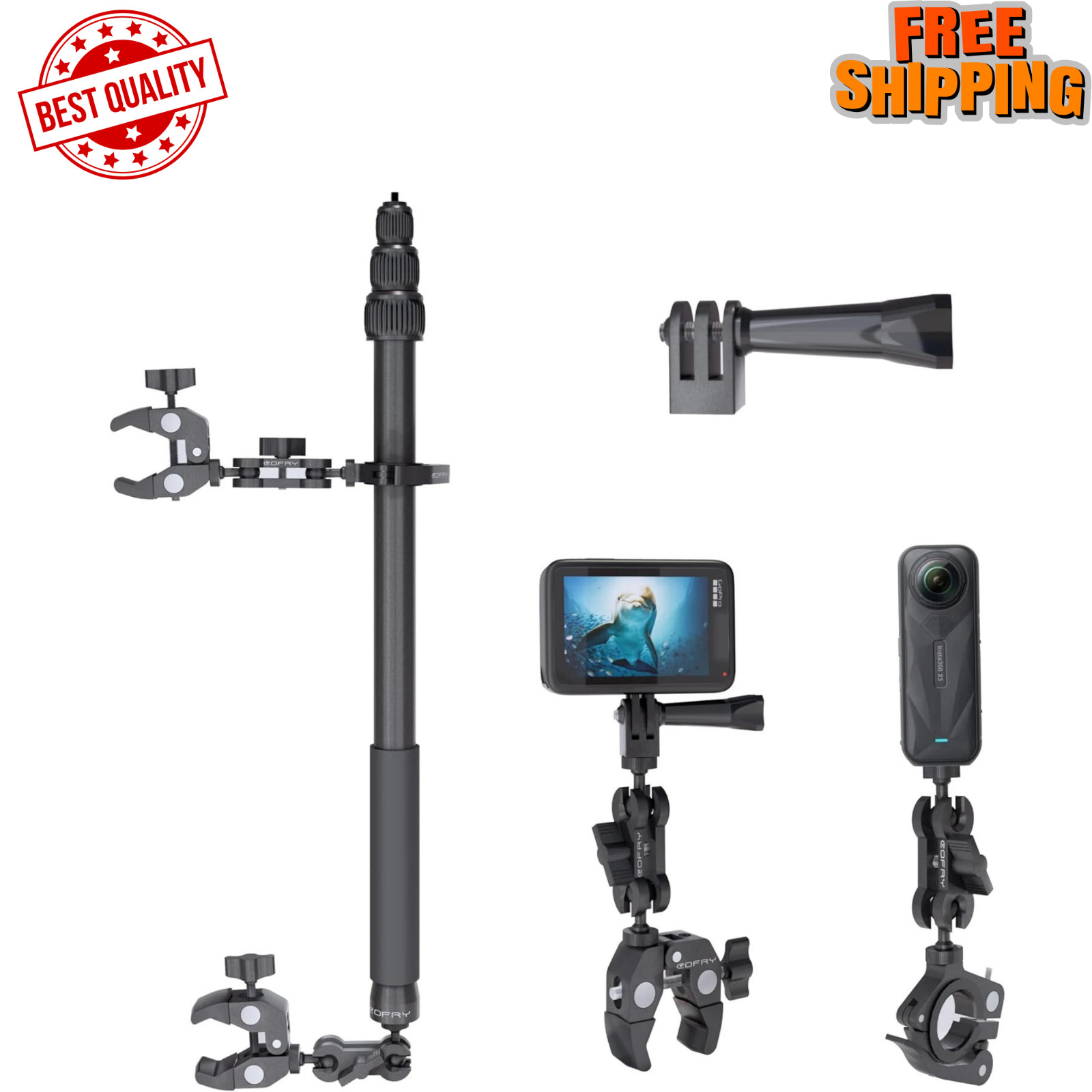 360 Motorcycle Mount Kit, Universal Adjustable Motorcycle Camera Mount for Motor
