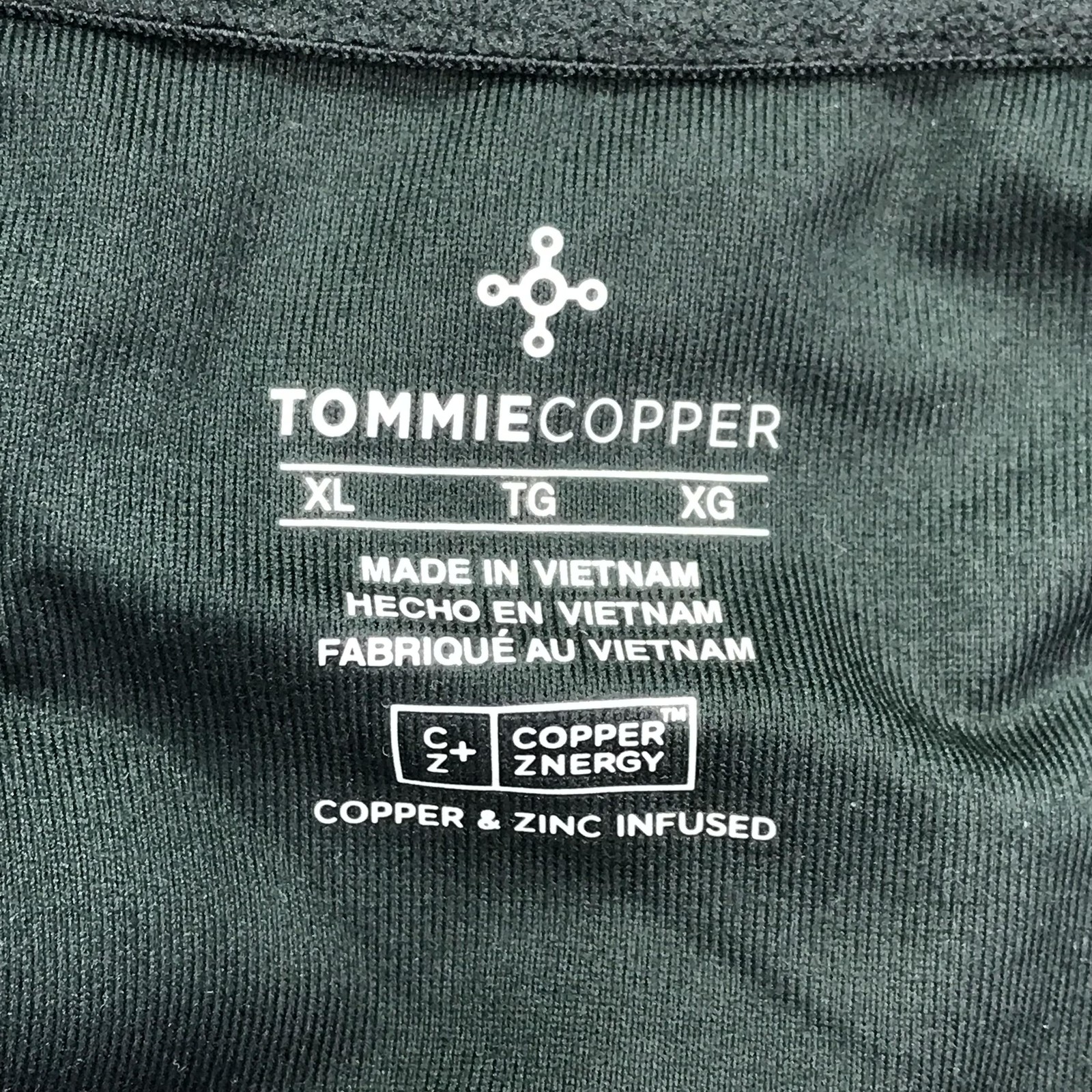 Tommie Copper Mens XL Lower Back Support Compression Zip Shirt Top Black