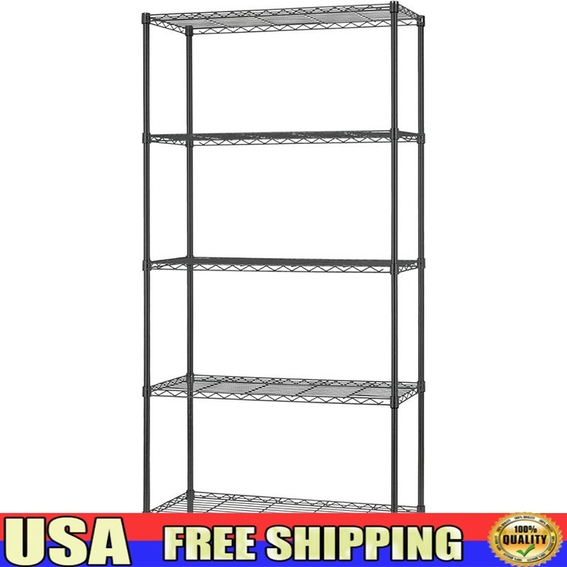 Adjustable 5-Tier Metal Shelving Unit Heavy Duty Storage Rack Home Office New