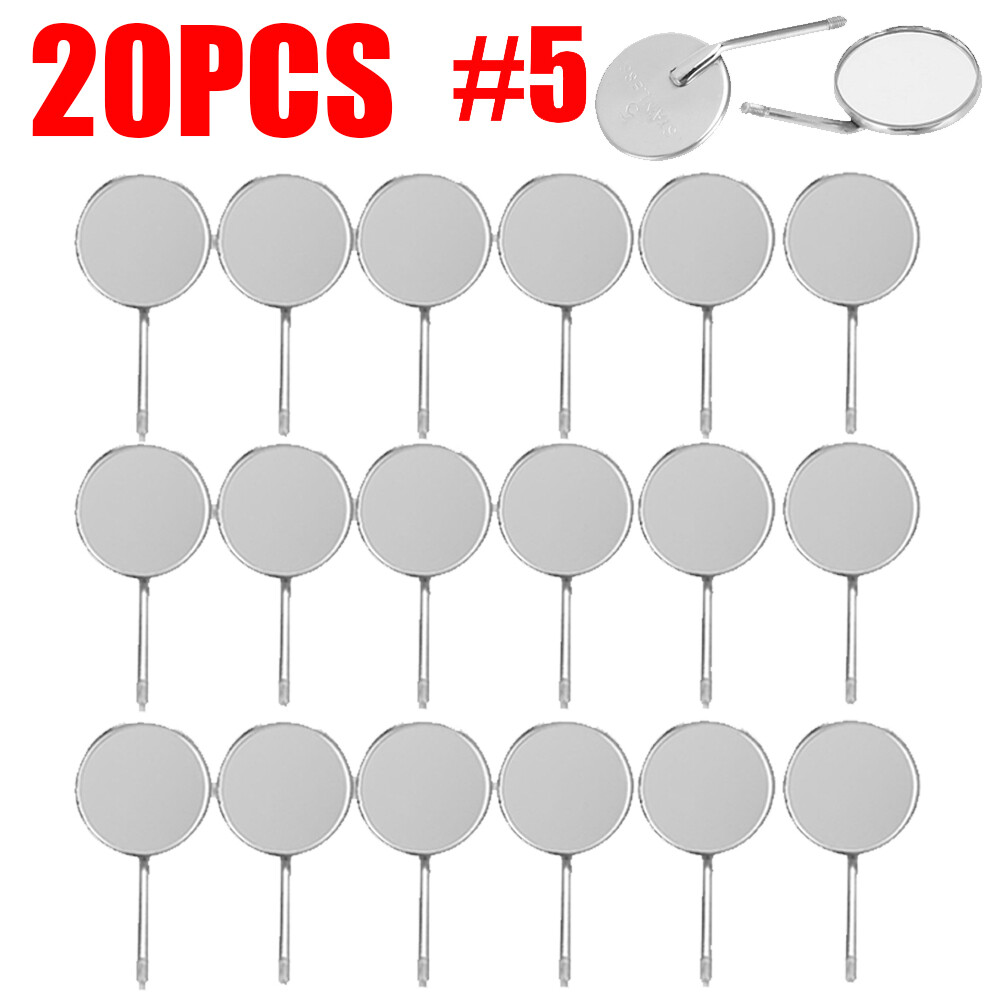 20PCS #5 Dental Mouth Mirror Stainless steel Reflector Head Handle Odontoscope**