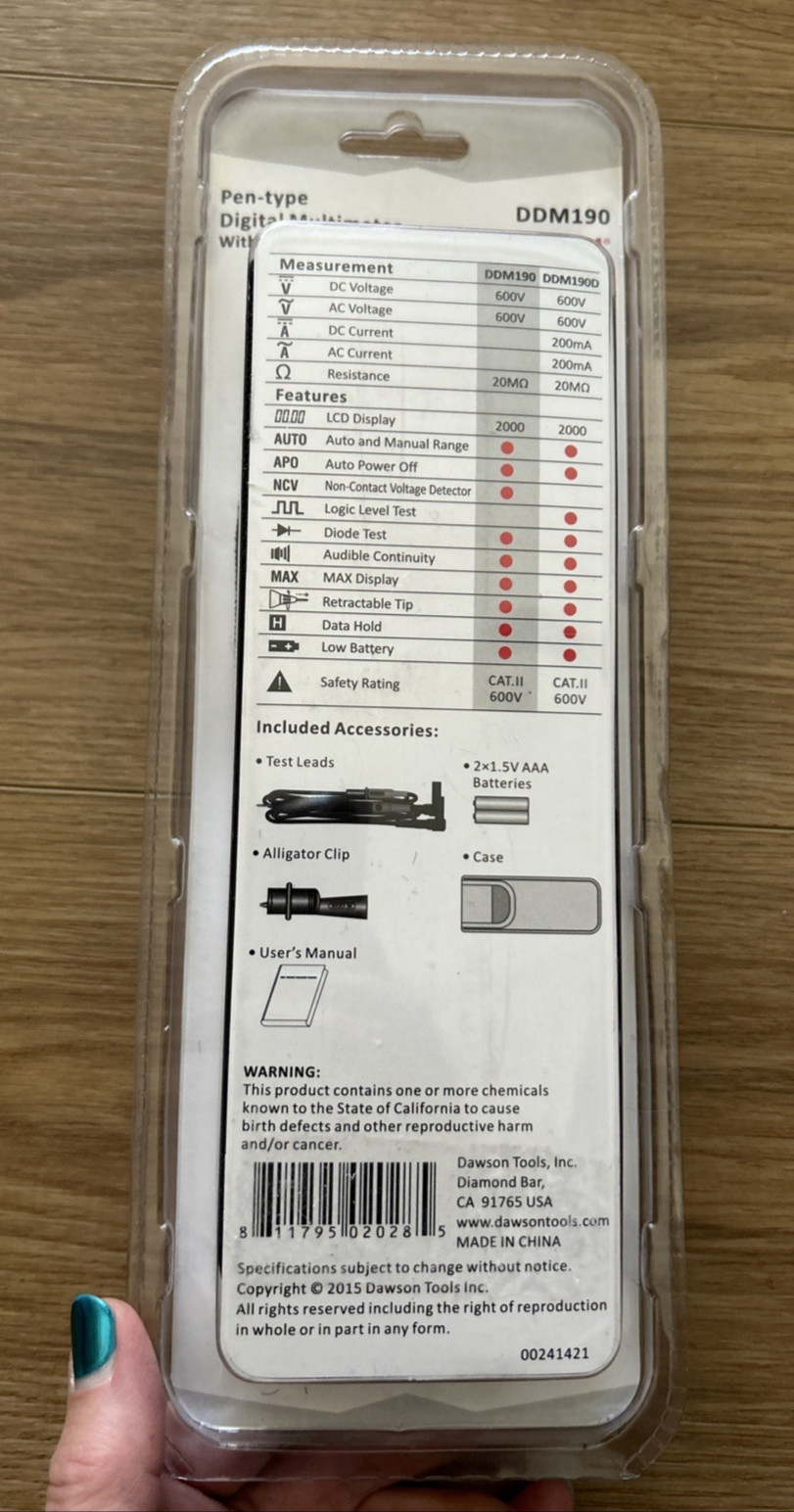 Dawson DDM190 Pen-type Digital Multimeter with NCV Detector