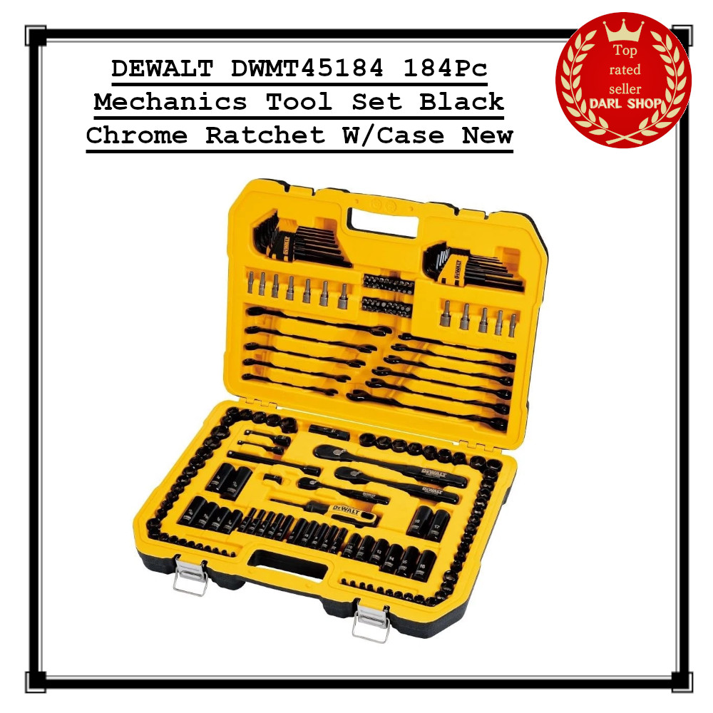 DEWALT DWMT45184 184Pc Mechanics Tool Set Black Chrome Ratchet W/Case New