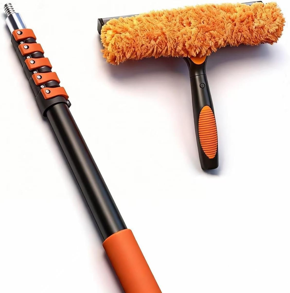 30FT High Window Cleaning Kit, 5-24 FT Telescoping Extension Pole with Dual Acti