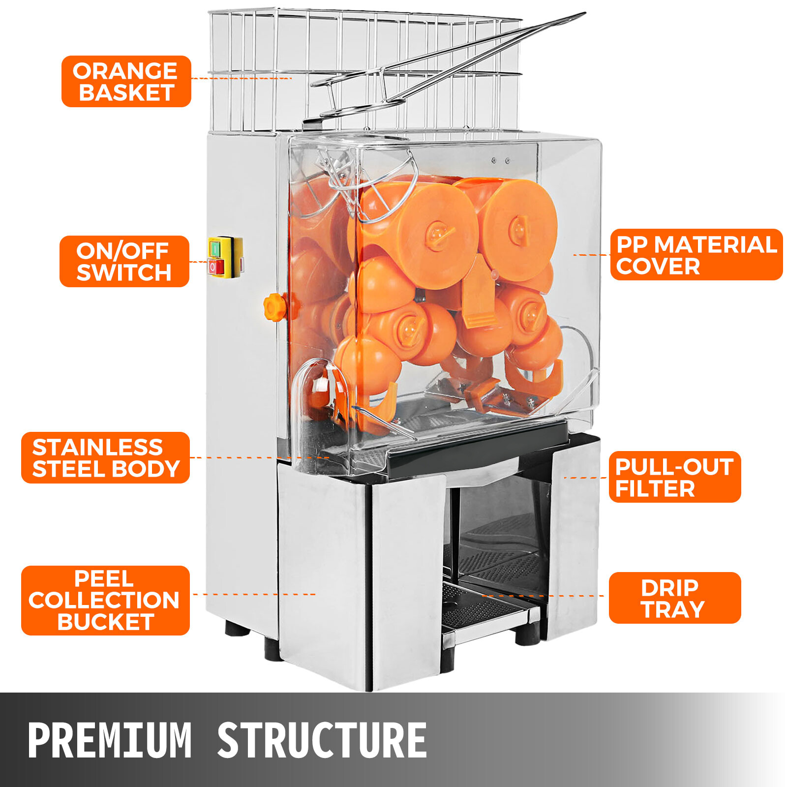 Commercial Automatic Orange Squeezer Grapefruit Juicer Extractor Juice Machine