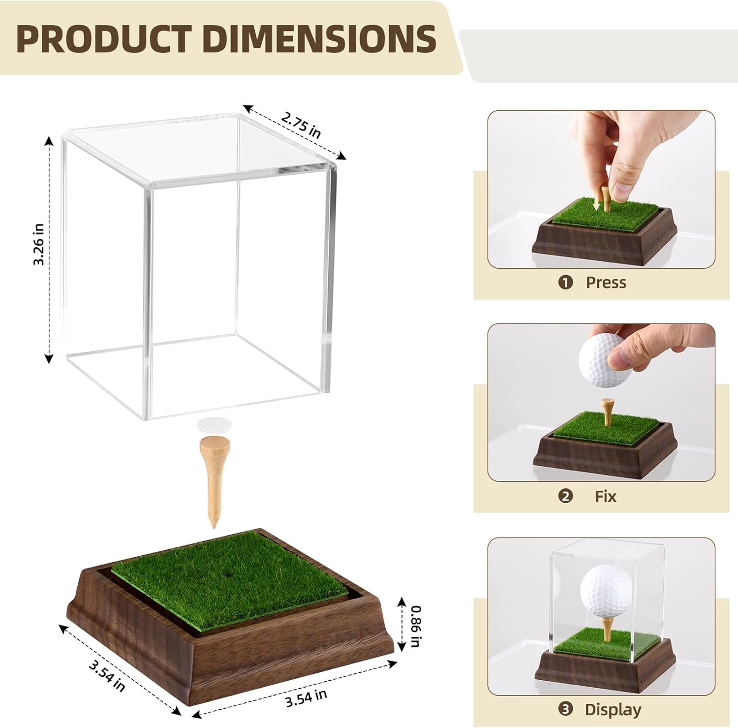 Golf Ball Display Case Hole in One Holder Wanult Clear