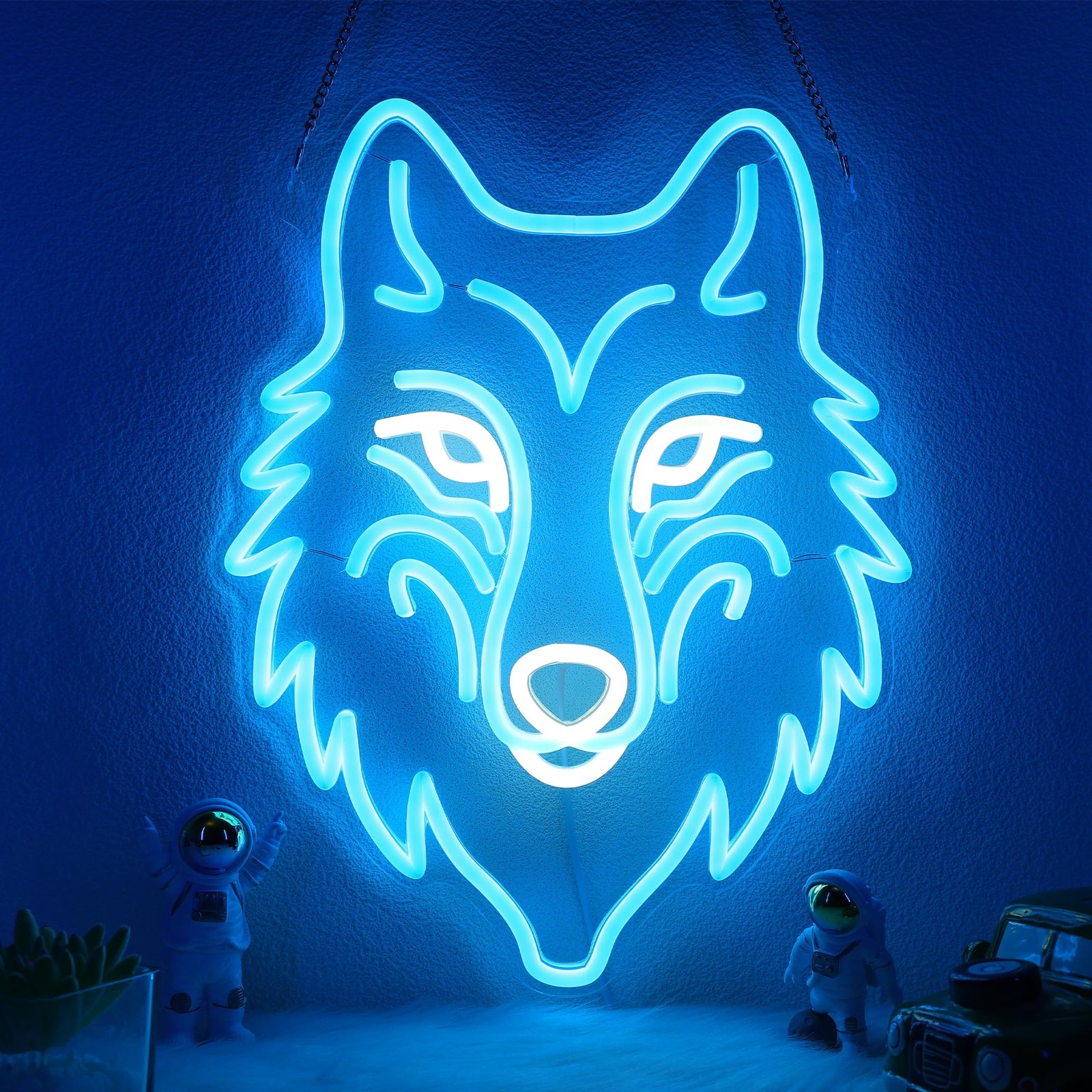 Wolf Neon Sign, Dimmable LED Wolf Light Animal Wall Decor, Christmas Gift Bir...