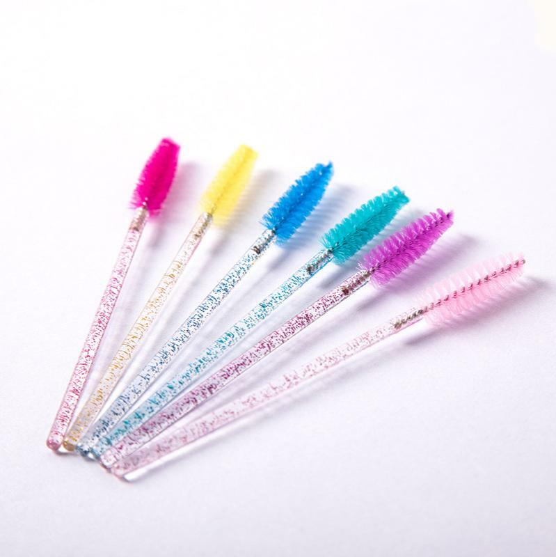 New 50pcs Crystal Handle Disposable Mascara Wands Eyelash Eyebrow Brushes