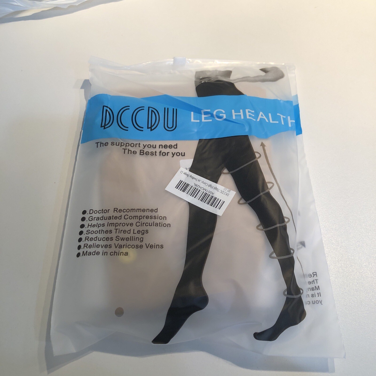 DCCDU Women's Leg Health Thigh High Compression Stockings Beige L