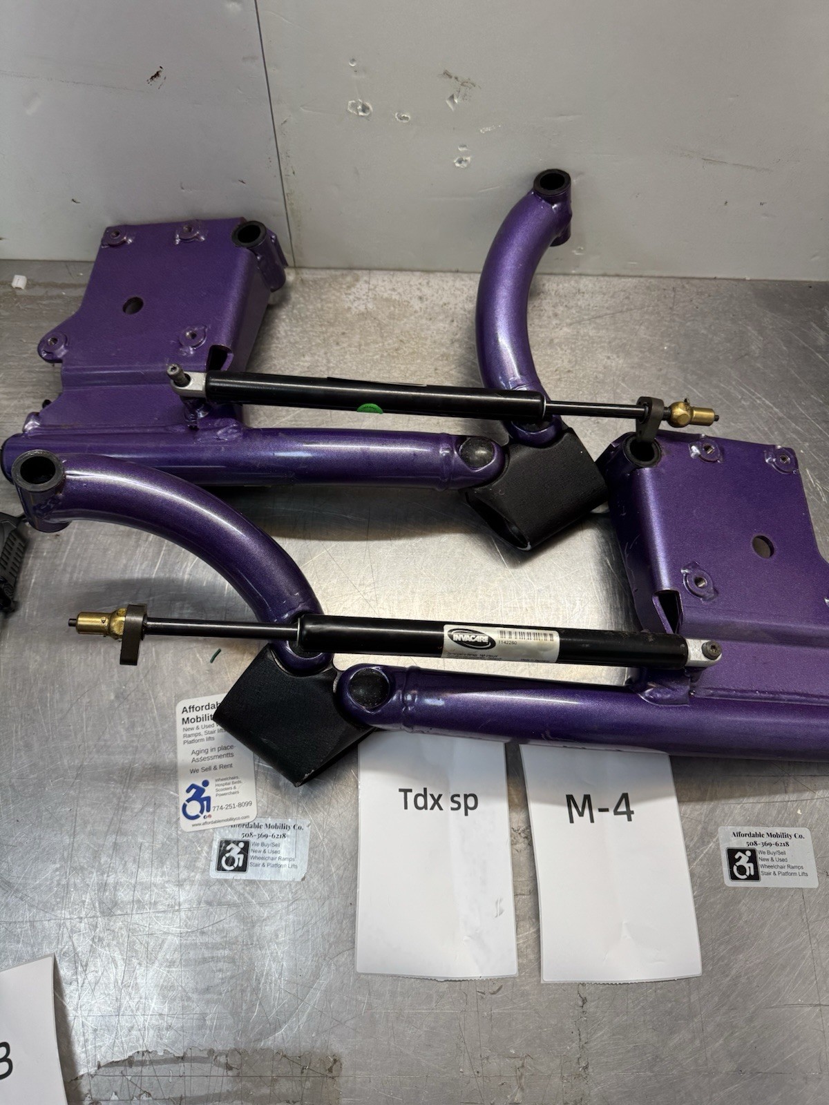 Invacare TDX SP Caster Arms for power wheelchair  PURPLE WITH SHOCKS