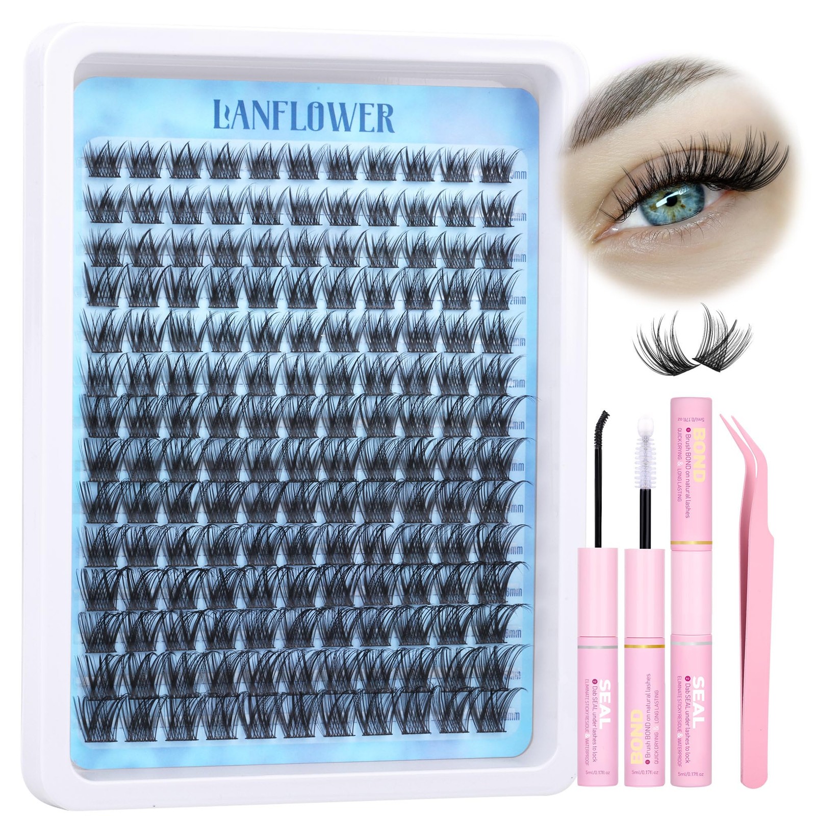 Wispy Lash Clusters Kit Natural Extension 154 count (Pack of 1), Black