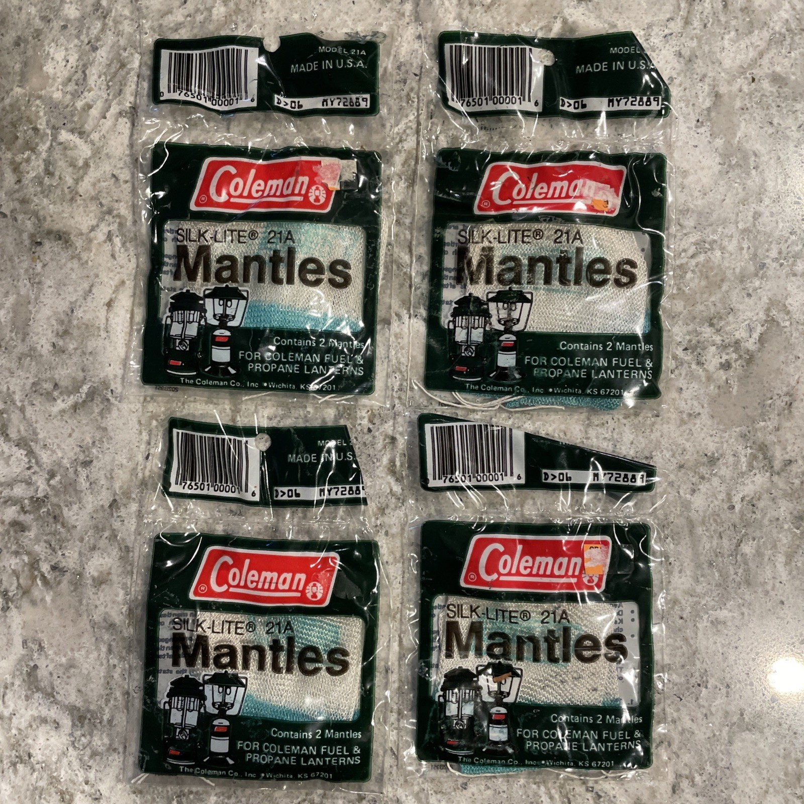 Vintage NOS Coleman Silk-Lite Mantles 21A - 4 Packages / 8 Mantles Total