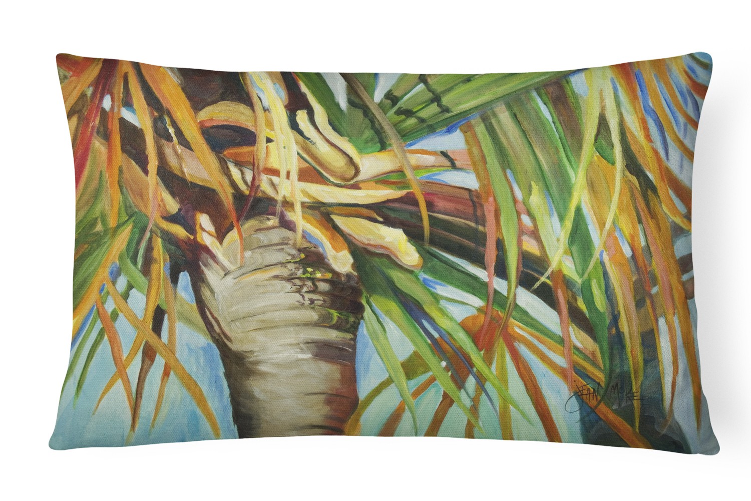 Caroline's Treasures Orange Top Palm Tree Throw Pillow JMK1129PW1216