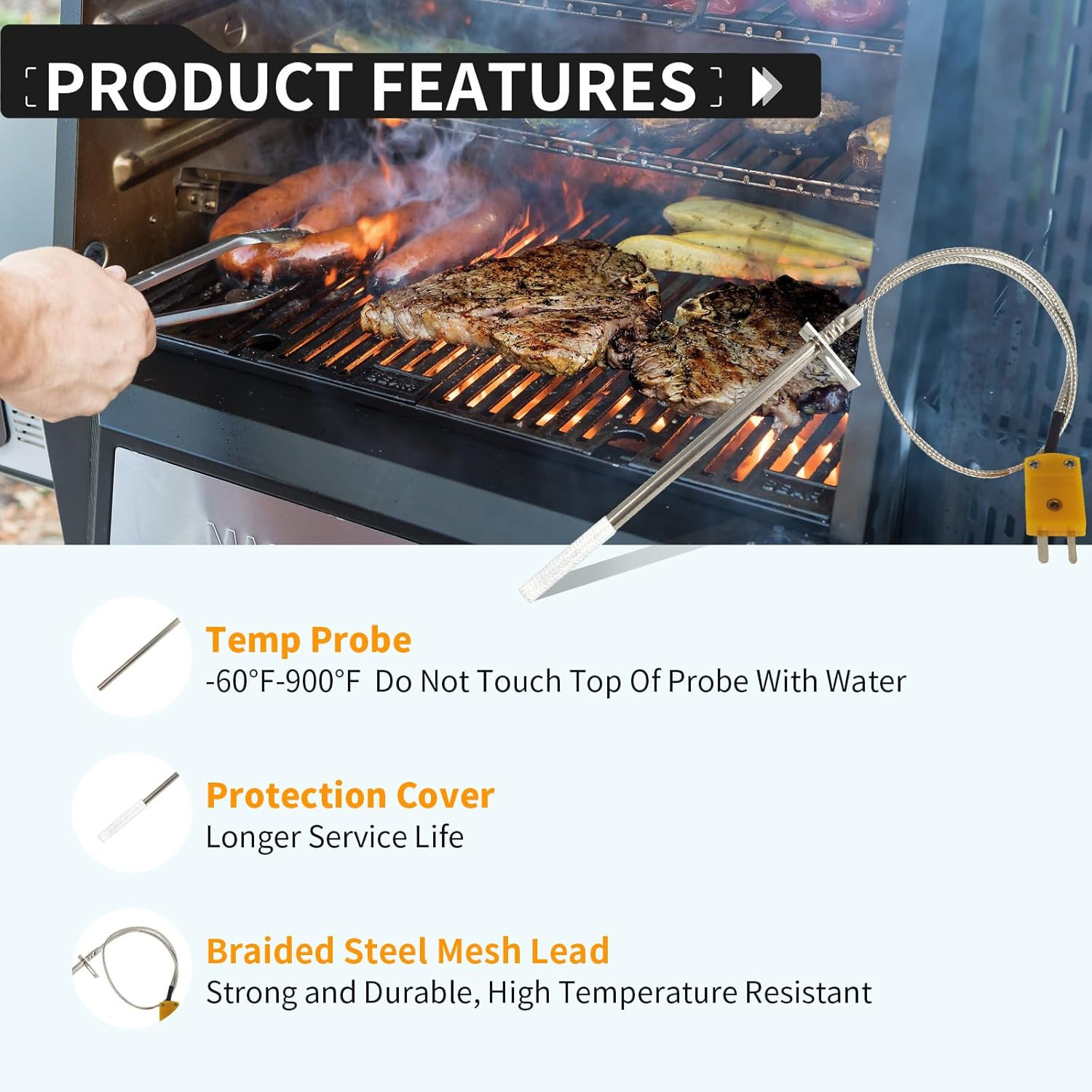 Grill Thermometer Probe for Masterbuilt Gravity Series 9904190024 Replacement