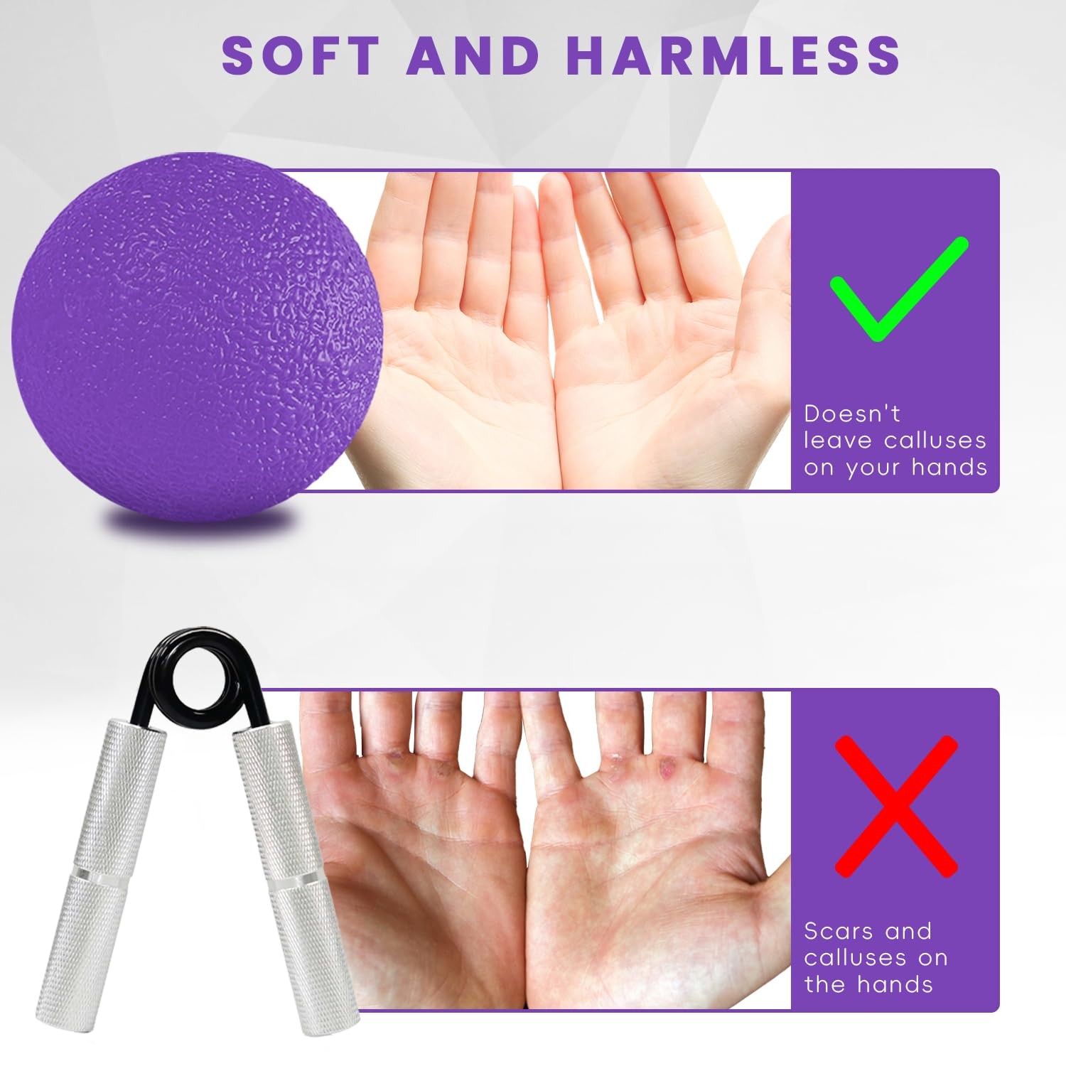 3 Pack Stress Balls for Adults Hand Therapy, Grip Strengthener Exercise Ball