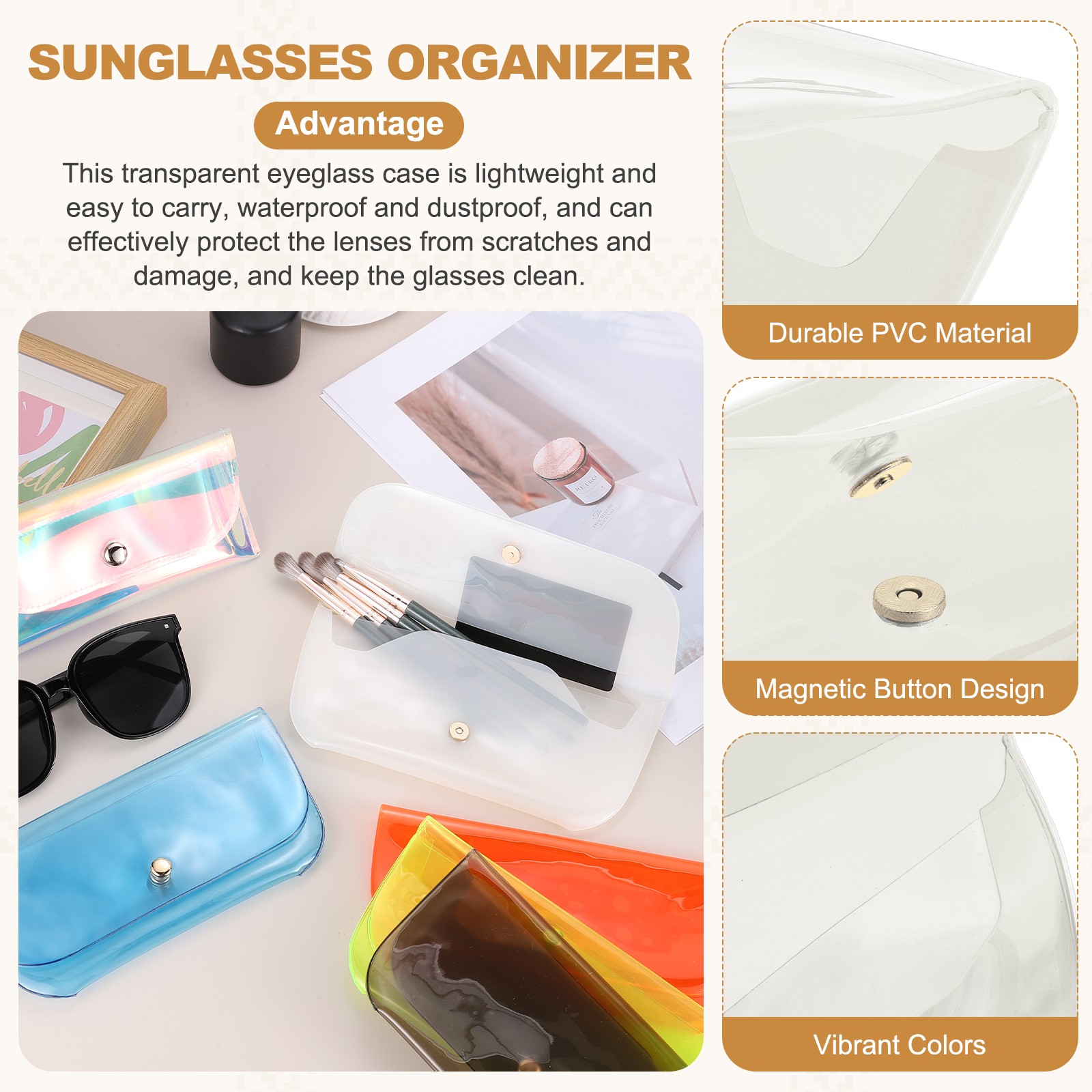 Sunglasses Case, Eyeglass Pouch Organizer-2Pcs(Blue/White)
